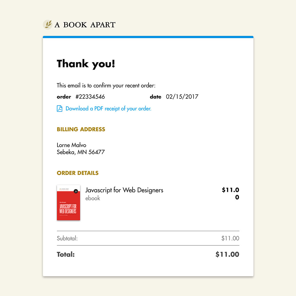 Day #017 - Email Receipt